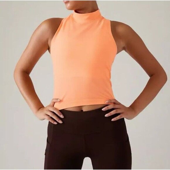 Athleta Momentum Seamless Mock Tank Foxglove Peach Medium Size M Athleisure Gym - Picture 1 of 8